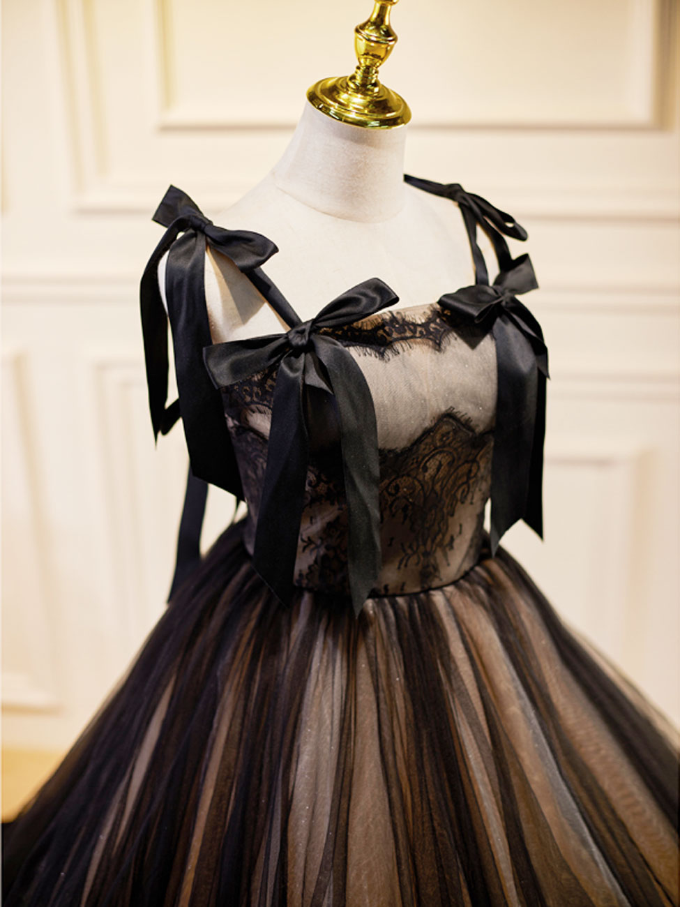 Black Tulle Lace Long Prom Dress, Black Evening Party Dress US 6 / Black Black Tulle Lace Long Prom Dress, Black Evening Party Dress US 6 / Black