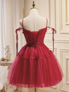 Burgundy Puffy Homecoming Dresses
