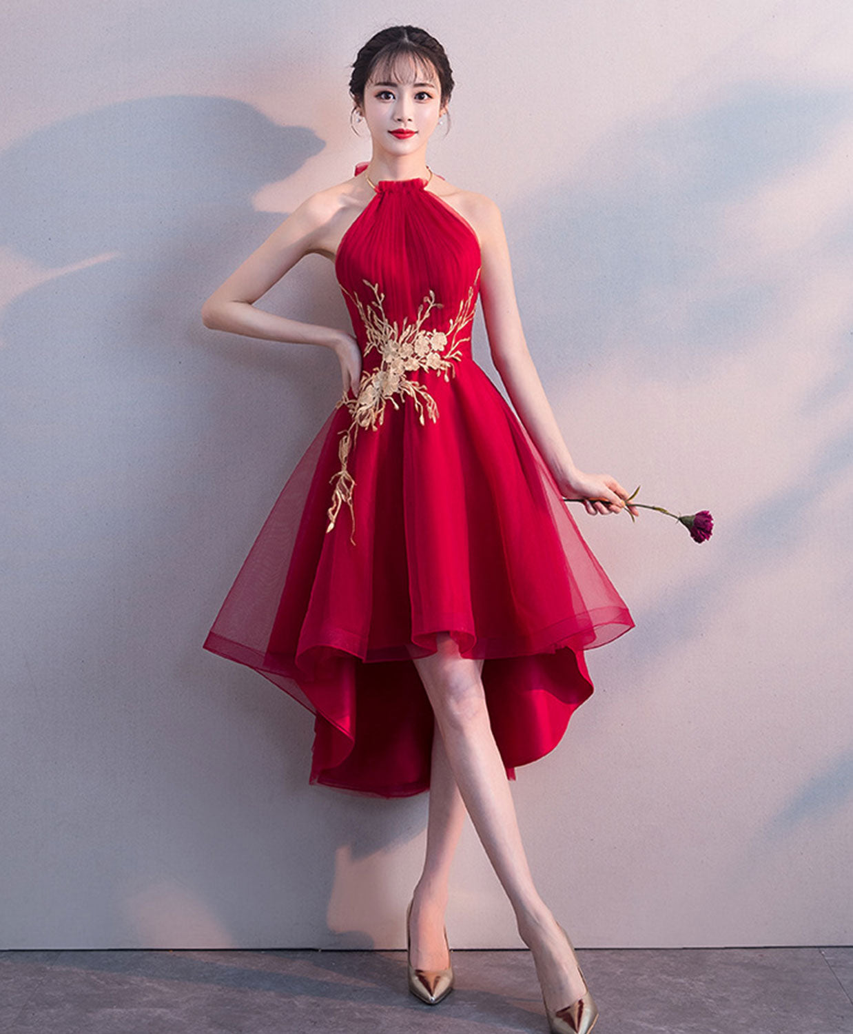 Cute Tulle Lace Applique Short Prom Dress, Homecoming Dress US 6 / Burgundy Cute Tulle Lace Applique Short Prom Dress, Homecoming Dress US 6 / Burgundy