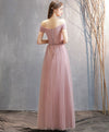 Simple Pink Tulle Long Prom Dress Pink Tulle Bridesmaid Dress