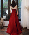 Simple Burgundy Satin Long Prom Dress, Long Bridesmaid Dress