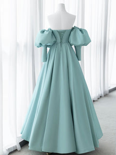 Green Sweetheart Neck Satin Long Prom Dress