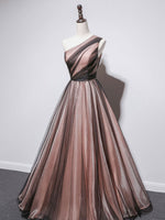 Simple One Shoulder Tulle Long Prom Dresses, A line Tulle Evening Dress