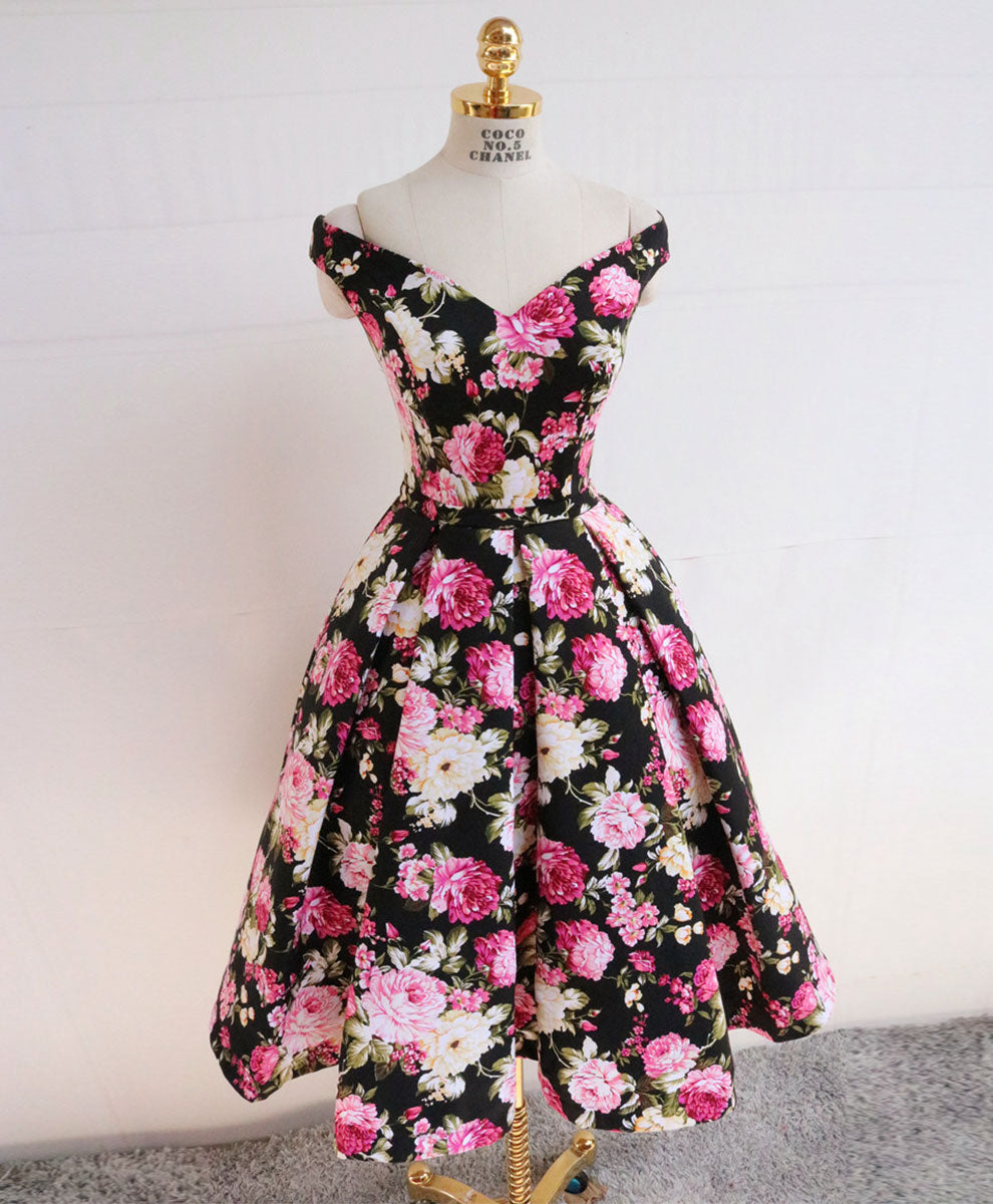 Cute V Neck Off Shoulder Satin Short Prom Dress Cute Homecoming Dress