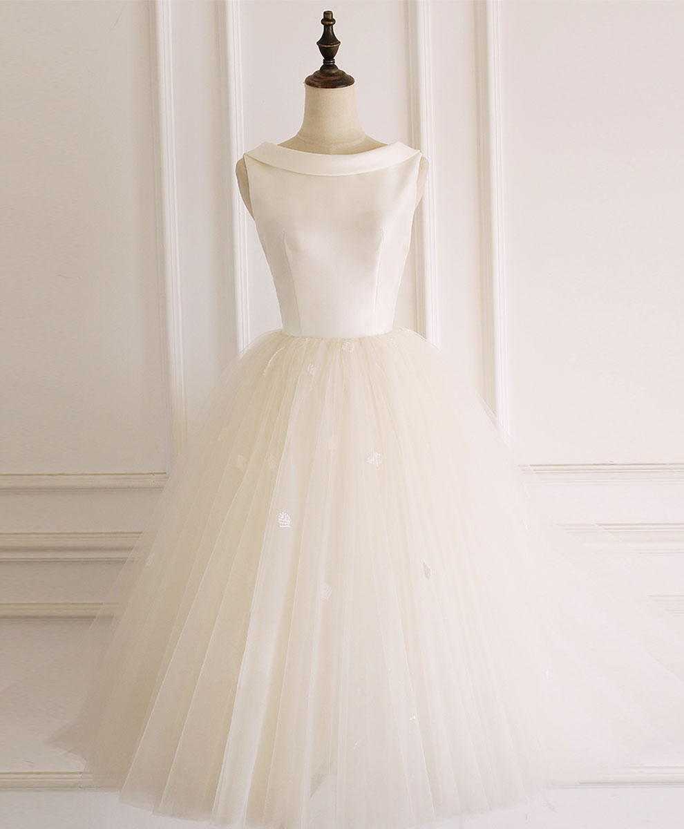 Light Champagne Tulle Short Prom Dress Tulle Homecoming Dress