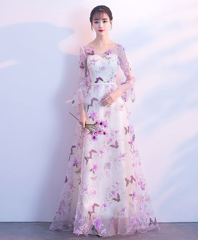 Unique Tulle Purple Long Prom Dress, Tulle Purple Evening Dress