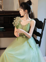 Simple Green Tulle Long Prom Dress, Green Bridesmaid Dresses
