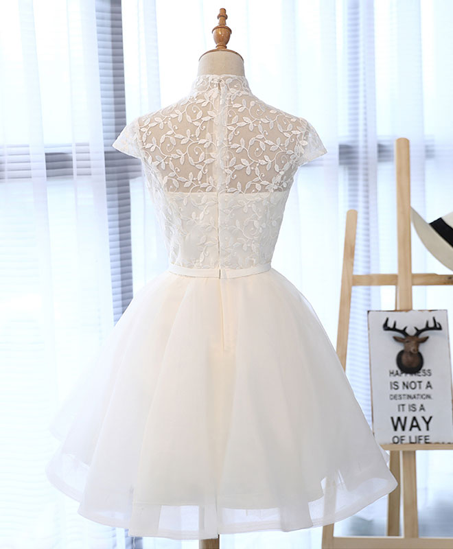 Cute White Lace Short Prom Dress, White Homecoming Dress US 14 / White Cute White Lace Short Prom Dress, White Homecoming Dress US 14 / White