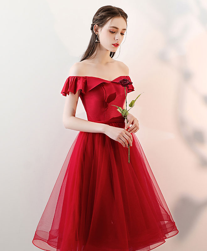 Aline Red Satin/Tulle Short Prom Dresses, Red Formal Homecoming Dresses US 16 / Red Aline Red Satin/Tulle Short Prom Dresses, Red Formal Homecoming Dresses US 16 / Red