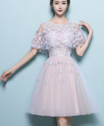 Simple Tulle Lace Short Prom Dress, Tulle Evening Dress
