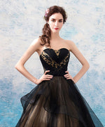 Black Sweetheart Neck Tulle Long Prom Dress, Black Evening Dress
