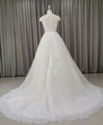 Light Champagne Tulle Lace Long Wedding Dress Lace Bridal Dress