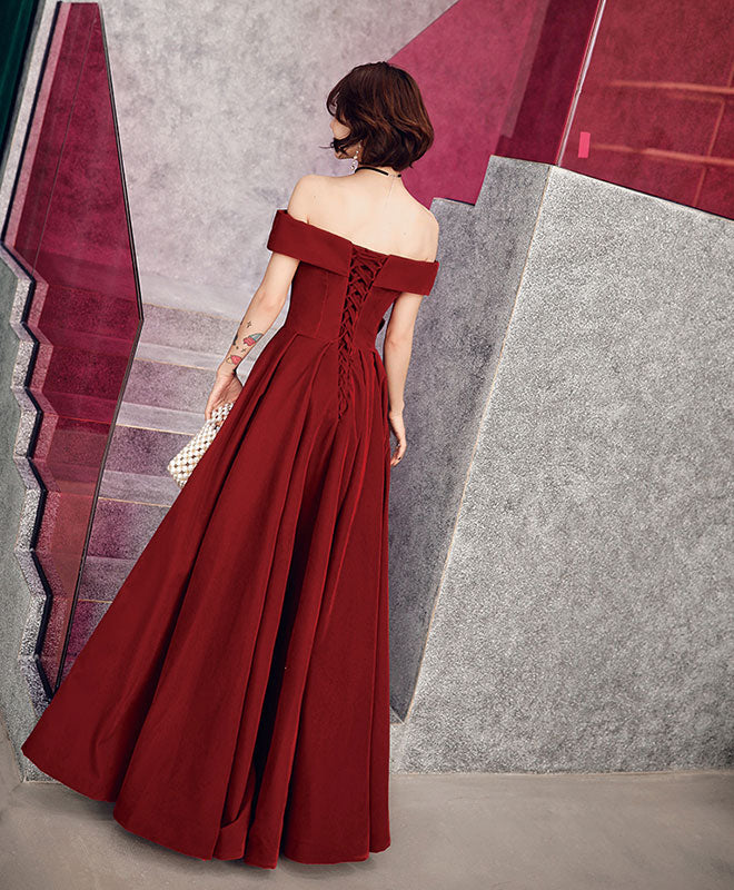 Simple Sweetheart Burgundy Long Prom Dress, Evening Dress