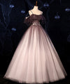 Coffee One Shoulder Tulle Long Prom Gown, Coffee Tulle Formal Dress