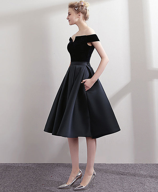 Black Satin Short Prom Dress, Black Homecoming Dress US 10 / Custom Color
