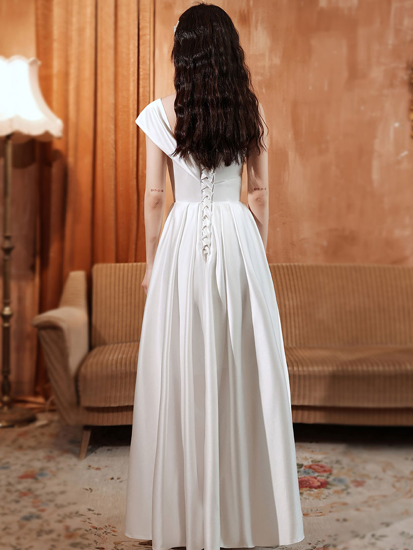 White A line Satin Long Prom Dress, White Satin Long Formal Evening Dress Custom Size / Custom Color White A line Satin Long Prom Dress, White Satin Long Formal Evening Dress Custom Size / Custom Color