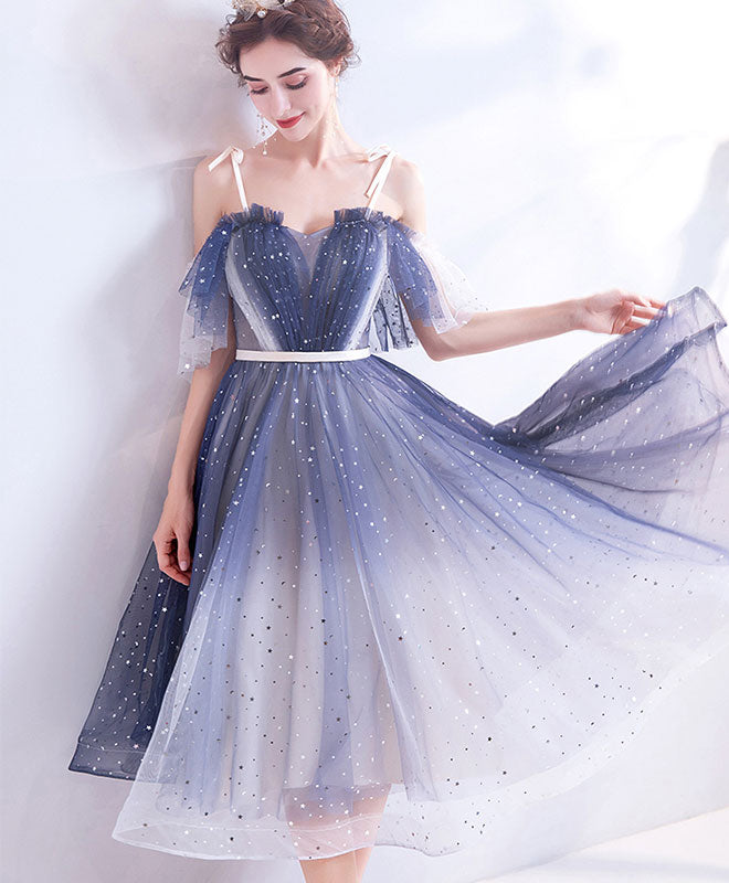 Blue Tulle Short Prom Dress Blue Tulle Homecoming Dress