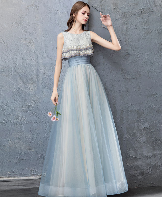 Cute Tulle Lace Long Prom Dress, Tulle Evening Dress