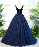 Blue Tulle Long Prom Dress, Blue Tulle Evening Dress
