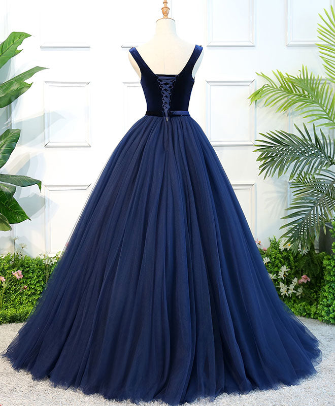 Blue Tulle Long Prom Dress, Blue Tulle Evening Dress – shopluu