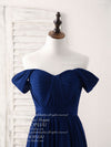 Dark Blue Sweetheart Chiffon Long Prom Dress, Dark Blue Bridesmaid Dress