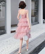 Simple Pink Tulle Short Prom Dress, Pink Homecoming Dress
