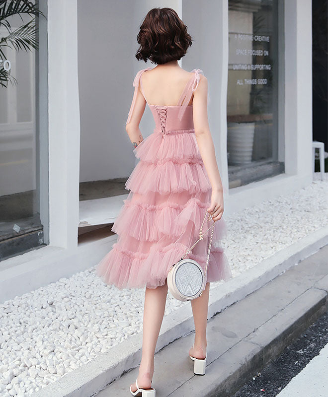 simple pink homecoming dress Simple satin short prom dress, pink homecoming dress