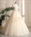 Champagne Tulle Off Shoulder Lace Long Prom Dress ,Sweet 16 Dress