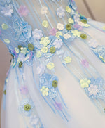Cute Blue Lace Applique Short Prom Dress, Homecoming Dress