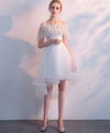 White Tulle Lace Short Prom Dress, White Homecoming Dress