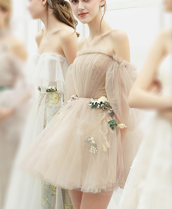 champagne dress homecoming Cute Tulle Short Prom Dresses, A-Line Homecoming Dresses US 8 / Champagne