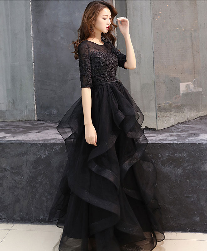 Black Tulle Lace Long Prom Dress Black Tulle Lace Formal Dress – shopluu