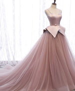 Pink Sweetheart Tulle Long Prom Gown Pink Tulle Formal Dress