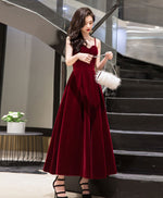 Burgundy Sweetheart Tea Length Prom Dress Burgundy Bridesmaid Dress