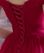 Simple Burgundy Tulle Short Prom Dress, Burgundy Homecoming Dress