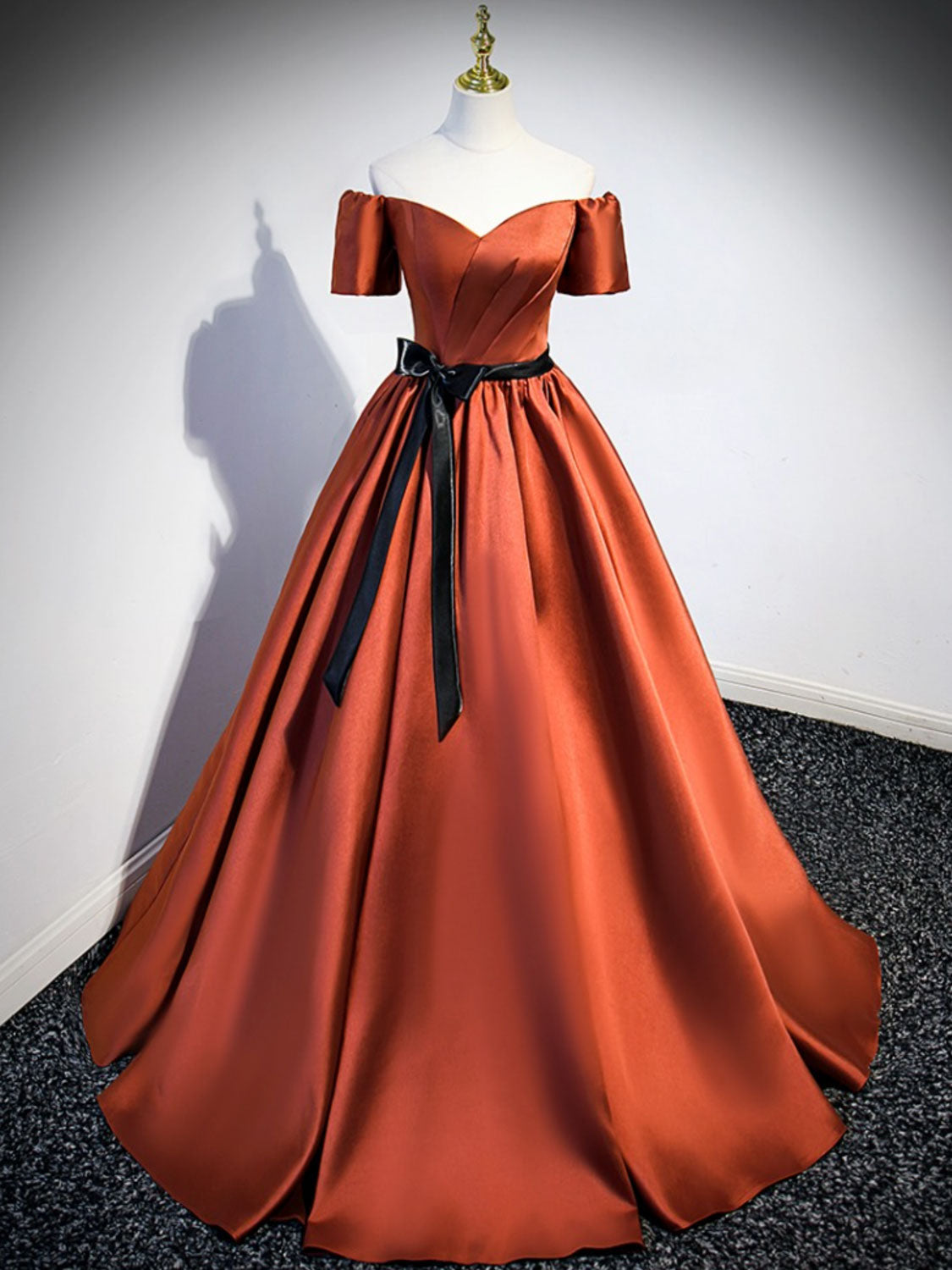 A Line Satin Orange Long Prom Dresses, Orange Formal Bridesmaid Dresse –  shopluu