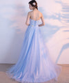 Light Blue Sweetheart Neck Long Prom Dress, Lace Formal Dress