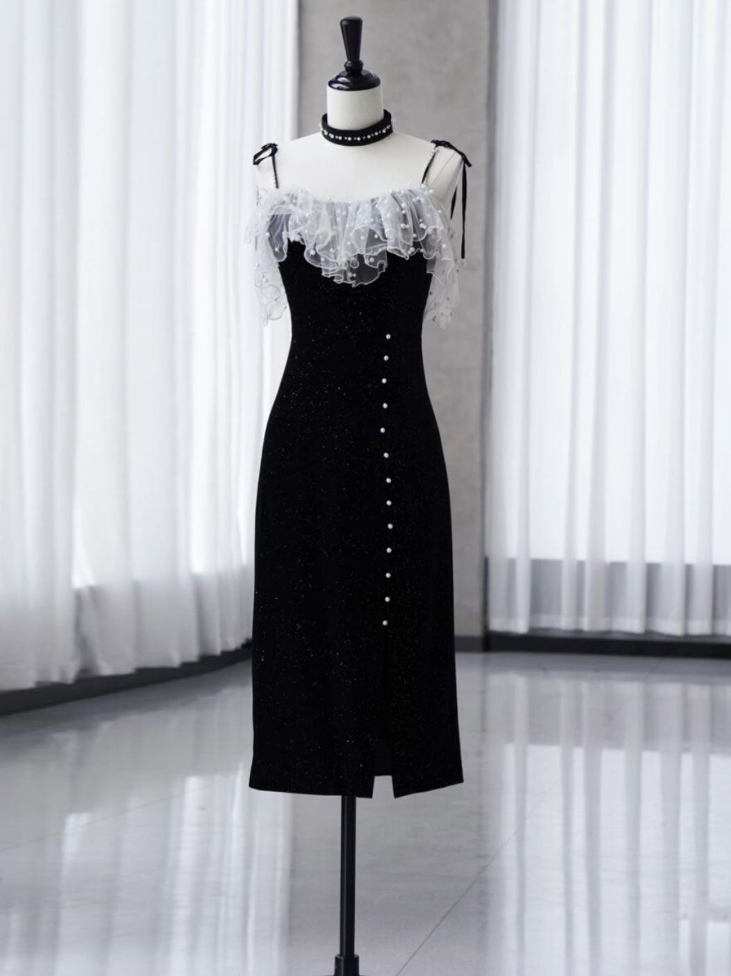 black short mermaid dress short black mermaid dress Chic Mermaid Dress + Lace-Up Short Dress + Cloak + Collar + Ribbon Bro Belchic