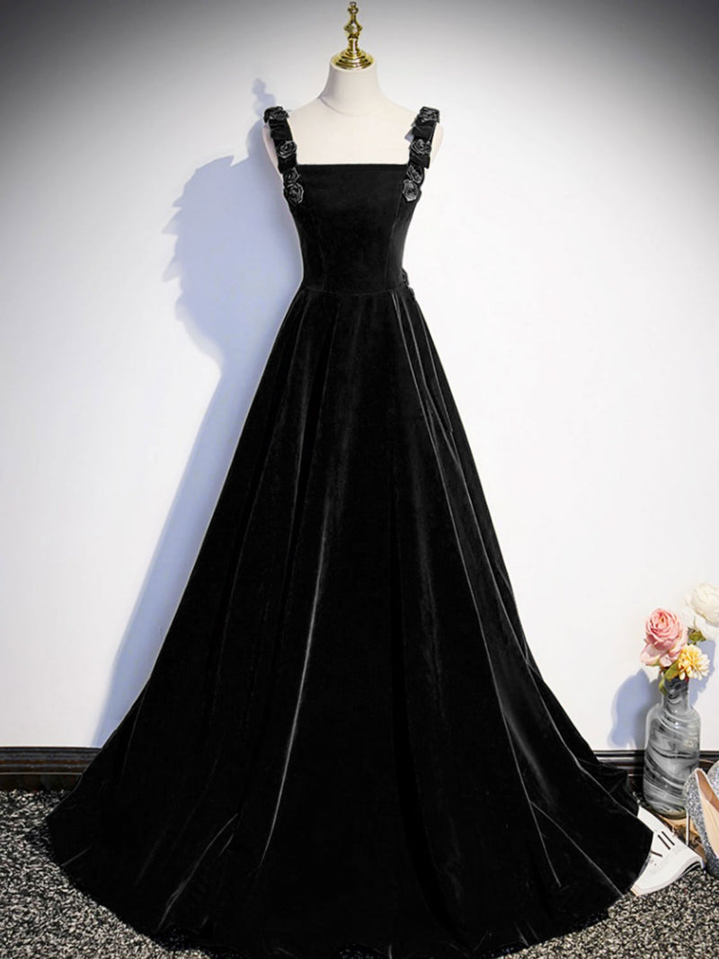 A-Line Velvet Green Long Prom Dresses, Green Formal Evening Dresses shopluu A-Line Velvet Green Long Prom Dresses, Green Formal Evening Dresses shopluu