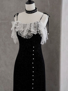 Black Mermaid Velvet Short Prom Dresses