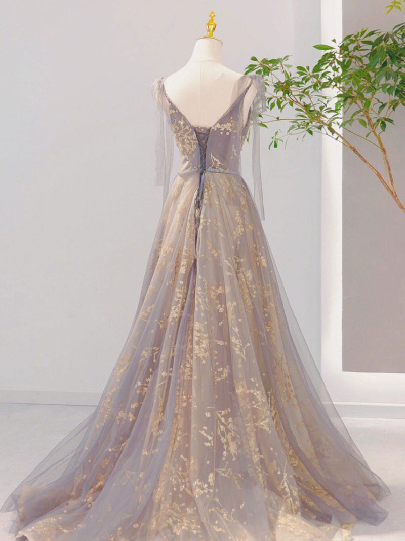 grey and gold prom dress Gray /Gold Sequins Long Evening Dresses with Straps Sexy Mermaid Women Siaoryne