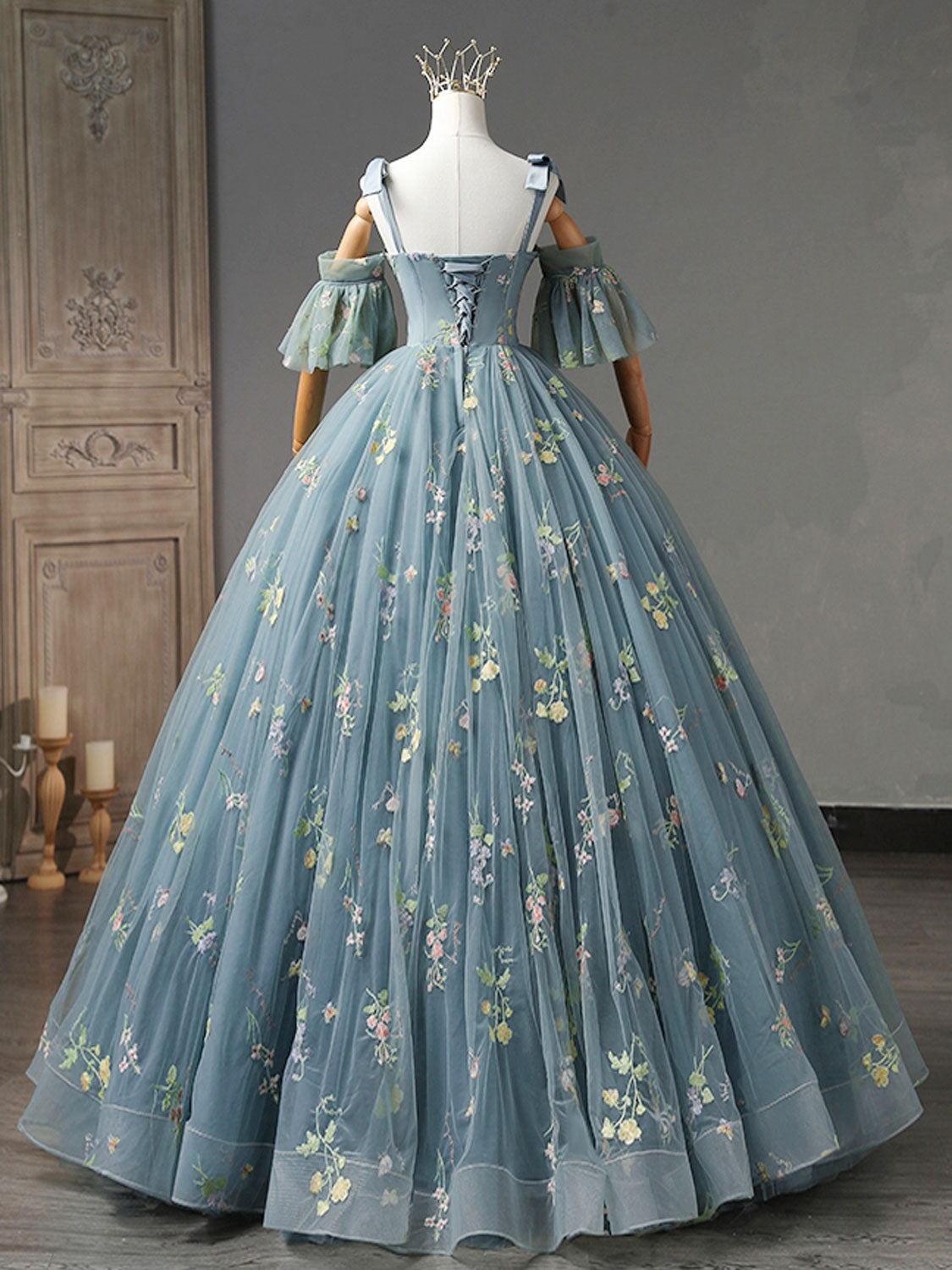 Gray Blue Sweet 16 Dress