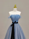 A-Line Blue Long Prom Dress