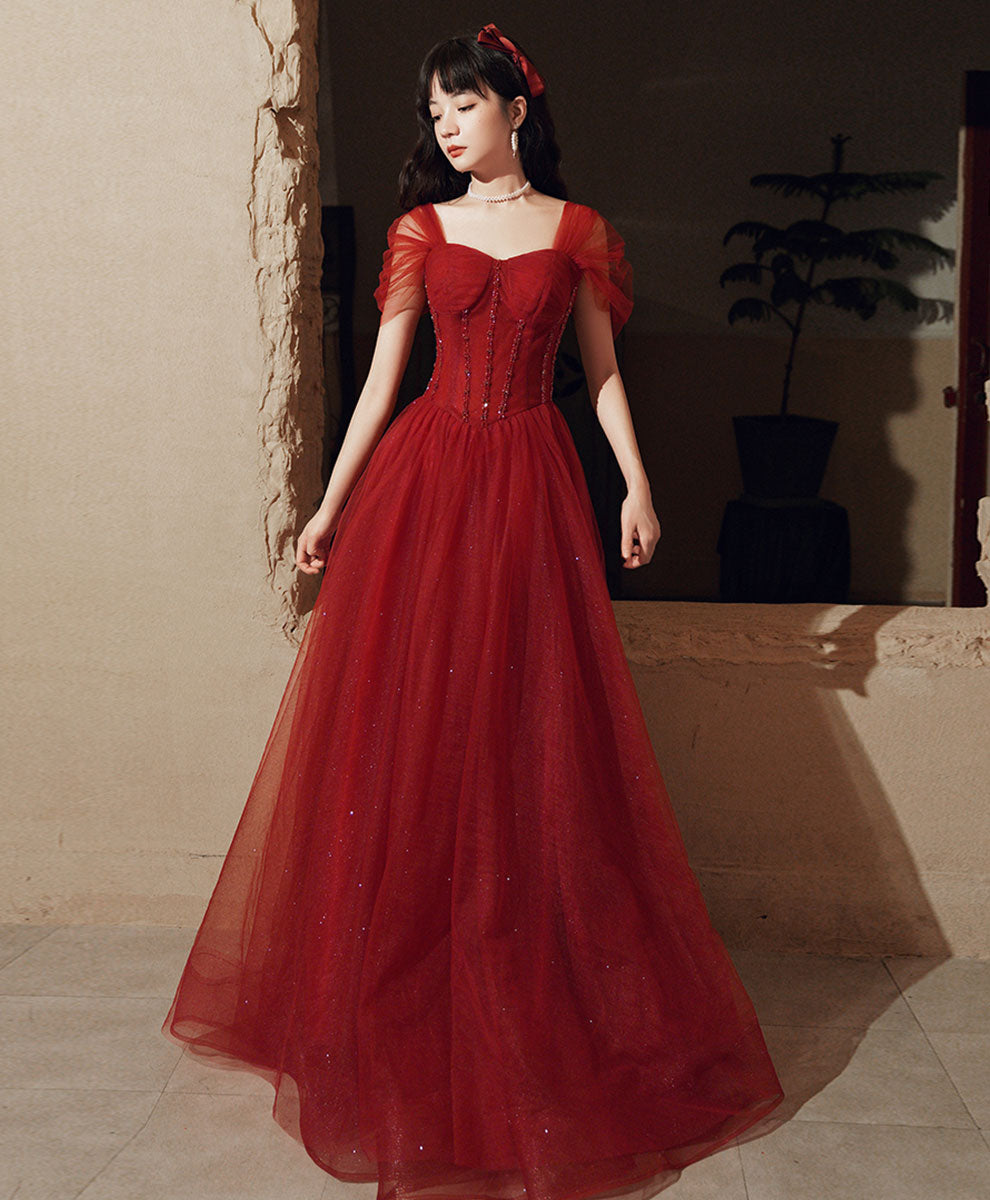 Black Tulle Off Shoulder Long Prom Dress, Black Formal Graduation Dres – shopluu