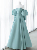 Green Sweetheart Neck Satin Long Prom Dress, Green Formal Evening Dresses