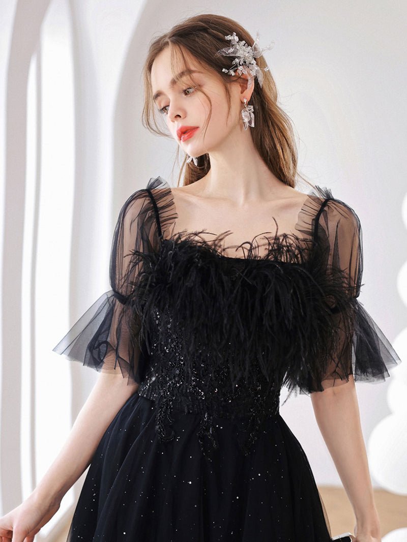 Black A line Tulle Long Prom Dress Black Tulle Formal Evening Dresses shopluu Black A line Tulle Long Prom Dress Black Tulle Formal Evening Dresses shopluu