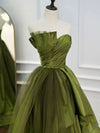 Green Long Prom Dresses, Green Satin Formal Long Evening Dress