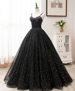 Black Sweetheart Tulle Long Prom Dress, Black Formal Sweet 16 Dress
