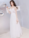 Simple White Sweetheart Neck Tulle Long Prom Dress, White Tulle Formal Dress