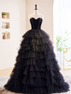 Black Off Shoulder Tulle Long Prom Dress